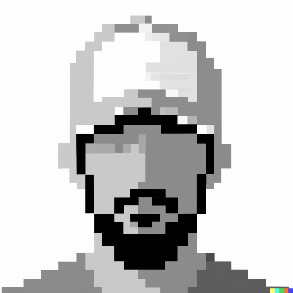 Someone wearing a baseball cap in pixel art